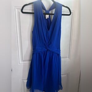 MINT Chiffon Knot-Waist Sleeveless Dress in Royal Blue
